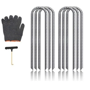 U-Shaped Rebar Stakes 30cm Heavy Duty Ground Anchors Tent Pegs Trampoline Stakes - Picture 1 of 8