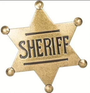 Sheriff's Badge, Metal, Cowboy Party Decoration Star Brooch Officer Costume - Picture 1 of 5