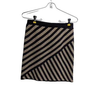 Cynthia Rowley Skirt X-Small Merino Wool Blend Mini Navy Geo Lines Stretch XS - Picture 1 of 3