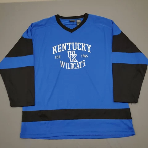 Kentucky Wildcats Shirt Mens XL Long Sleeve V Neck Spell Out Relaxed Jersey Blue Cover