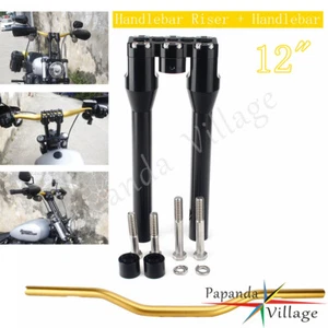 1-1/4" Club Style Handlebar Riser + Handlebar For Harley Sportster Dyna Softail - Picture 1 of 8