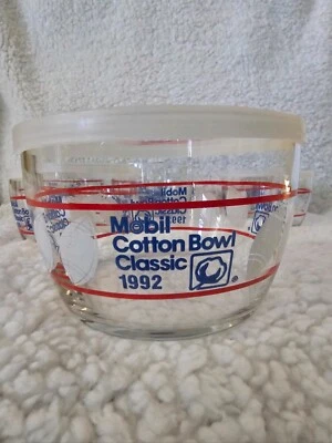 Vintage Mobil Cotton Bowl Classic 1992 Glass Bowl  2.5" Souvenir - 5 Bowls - Image 1 of 4