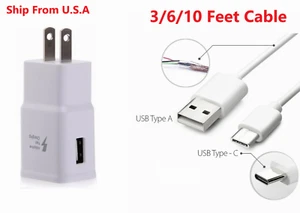 Type C Cable + Adaptive Fast Charging Wall Adapter For Amazon Fire HD 9th 10th - Picture 1 of 3