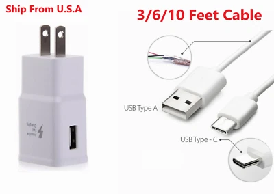 Type C Cable + Adaptive Fast Charging Wall Adapter For Amazon Fire HD 9th 10th  - Image 1 of 3