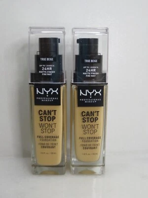 NYX PROFESSIONAL MAKEUP CAN'T STOP WON'T STOP FOUNDATION TRUE BEIGE 1 OZ *LOT 2* - Image 1 of 3