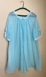Vtg 60s Tricot Double Nylon Chiffon Nightgown Robe Peignoir One Size - Picture 1 of 6