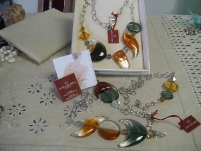 COLLAR ANTIGUO MURRINA CRISTAL DE MURANO MIAMI GRIGIO 2 PIEZAS  Foto 1 de 4