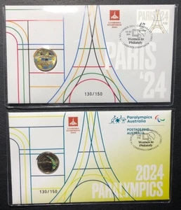 Olympic & Paralympic PNCs Canberra Stamp Show 2024 Ltd Ed 2 X 130/150 Day 3 Pair - Picture 1 of 2