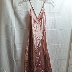 Y2K Babydoll Satin Lace Chemise Slip Dress Sz M Pink Lingerie Nightie 90s Y2K - Picture 1 of 5