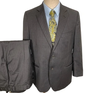 Brooks Brothers Fitzgerald Suit Men 42S 37W Gray Pinstripe Estrato Togna Wool - Picture 1 of 18