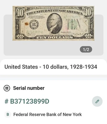 1934 A Ten Dollar FRN LIME Sealed Bank Note - Image 1 of 4