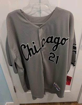 Majestic Auténtico Blanco Medias Gris 21 Frazier Jersey Para Hombre Talla 52 Nuevo Con Etiquetas Foto 1 de 4