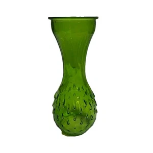 L.E. Smith MCM Hobnail Teardrop 8.5 Inch Green Vase Flower Decor - Picture 1 of 4
