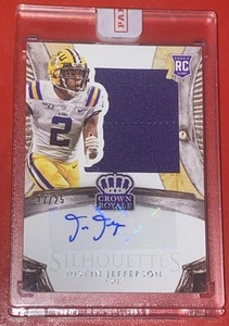 2020 Panini Chronicles Crown Royale JUSTIN JEFFERSON Sagome RC Auto#17/25 - Foto 1 di 2