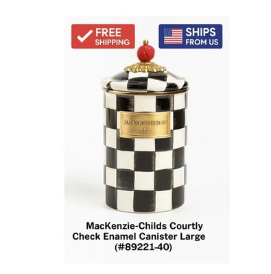 MacKenzie-Childs Courtly Check Enamel Canister-Large (89221-40)-Free Shipping US