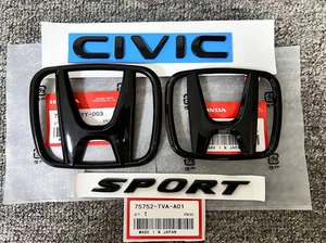 PARA HONDA CIVIC SEDÁN 2022-2024 NEGRO BRILLANTE EMBLEMA INSIGNIA DELANTERO TRASERO 4 PIEZAS - Imagen 1 de 6