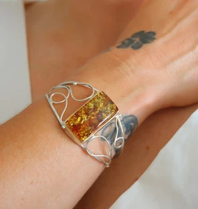 Bracciale Ambra Baltica in Argento Sterling 925 - Foto 1 di 8