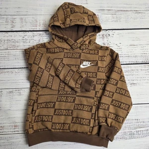 Nike Jungen Langarm Struktur Club Pullover Hoodie Größe Medium 5-6 Jahre Braun - Bild 1 von 9