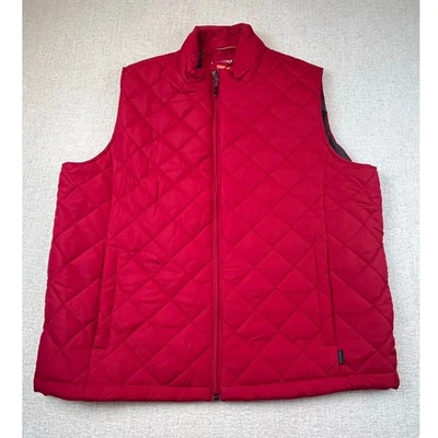 Hawke & Co Men’s XL Red Quilted Performance Vest Full Zip Outdoor Layer Insulate - Image 1 of 4