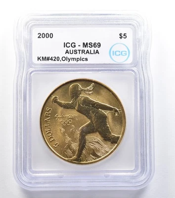 2000 Australia 5 Dollar Sydney Olympics Fencing KM#420 MS69 ICG *7904 - Image 1 of 3