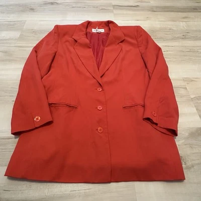 Blazer Jones New York Mujer 12 Bolsillos de Pecho Único Forrado Rojo De Colección Foto 1 de 4