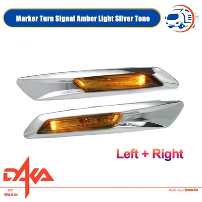 A Pair Marker Turn Signal Amber Light For BMW 528i 535i 550i F10 Silver Tone - Imagem 1 de 4