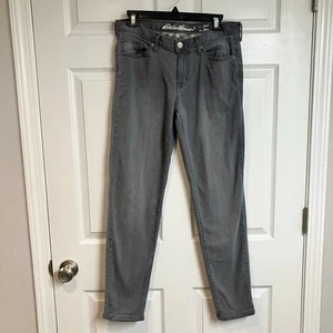 Eddie Bauer Flannel Lined Gray Jeans Boyfriend Fit Relaxed Leg Womens Size 4 - Picture 1 of 14