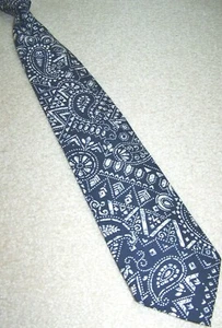 Corbata de seda para hombre H. STOCKTON ATLANTA azul marino crema cachemira - Imagen 1 de 4