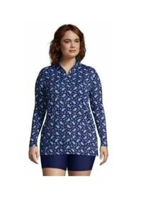NWT Lands' End Women's 1/4 Zip Long Sleeve Cover Up UPF 50 M Petite $75 3e131 - Picture 1 of 2
