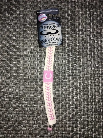 CHICAGO CUBS MLB PINK GAMEWEAR BASEBALL SEAM BRACELET GENUINE BASEBALL LEATHER Cover