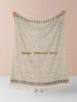 Cotton Throw Blanket Soft Handmade Bedspread Beach Towel Mud cloth Bed cover  - Image 1 of 4