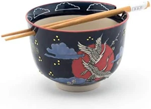 Quality Japanese Ramen Udon Noodle Bowl with Chopsticks Gift Set 5 Inch Diameter - Picture 1 of 4
