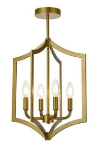 Modern Brass Flush Mount Chandelier Pendant Candle Light Fixture Kitchen Island - Picture 1 of 8