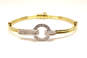 18k Two tone Diamond Bangle bracelet by Simon G 21.6 - Picture 1 of 6