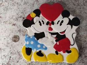 Vintage Disney Treasure Crafts Mickey & Minnie Ceramic Trivet Kitchen Pot Holder - Picture 1 of 7