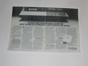 Bang & Olufsen Beocord 9000 Ultimate Cassette Ad, 2 Pages, 1982, Article + Info - Picture 1 of 1