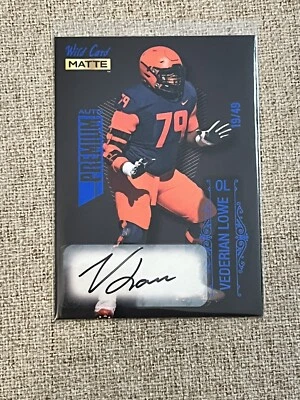 Vederian Lowe Rookie Autograph 2022 Wild Card Matte Blue Premium 19/49 #MB-A - Image 1 of 2