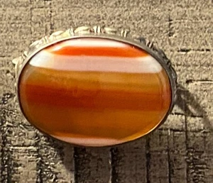 Antike schottische gebänderte Achat Brosche Anstecknadel 1,5" in Sterling - Bild 1 von 4