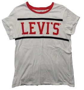 Vintage Levi's San Francisco CA Batwing Striped TShirt Large Big Spell Out - Picture 1 of 7