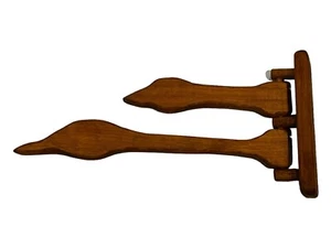 Wooden Hat Coat Hanger Two Adjustable Geese 9”T x 17”L x 2-1/4”W Handmade EUC - Picture 1 of 5