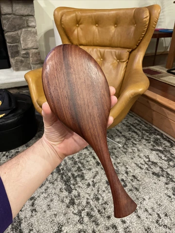 FANTASTIC Vtg MID CENTURY MODERN TEAK Danish 50s 60s  Hand MIRROR Dark Wood Rare Cover