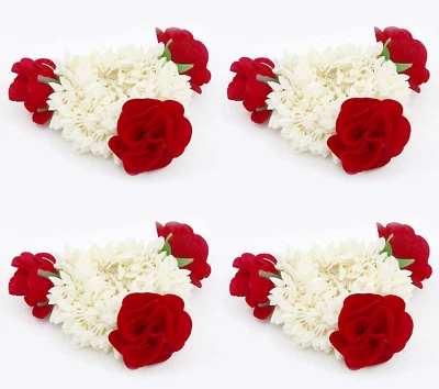 4 x Gajra Artificial Mogra Banda Goma Flor Mogra y Rosa Gajra Accesorios para el Cabello Foto 1 de 3