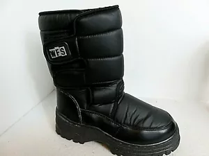 WFS Stiefel Herren Größe 8 M Kunstfell gefüttert Klebverschluss schwarz Outdoor Schneestiefel - Bild 1 von 7