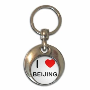Beijing I Love Heart Round Metal Key Ring (37mm x 37mm) - Picture 1 of 2