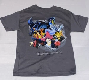 Disney Parks Youth S Gray Disney Villains Walt Disney World 2 Sided T-Shirt NWOT - Picture 1 of 2