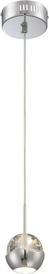 Lite Source Draplin 1 Light LED Mini-Pendant, Chrome, Crystal - LS-18191 - Image 1 of 3