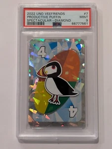 VeeFriends UNO Productive Puffin Tier 4 Holo Foil Card RARE Mattel PSA 9 Mint - Picture 1 of 2