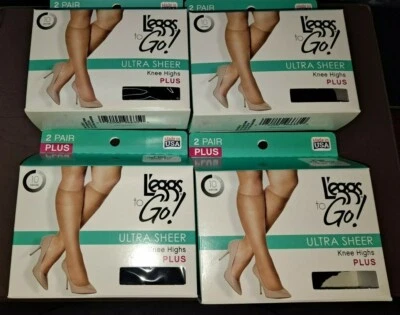 Leggs to Go! joelheiras Plus 8 pares jet preto biqueira transparente 15223 - Imagem 1 de 4
