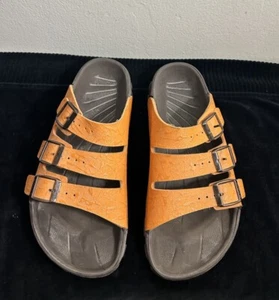 Birkenstock Birkis Orange Slides Shoes Sz 36 - Picture 1 of 8