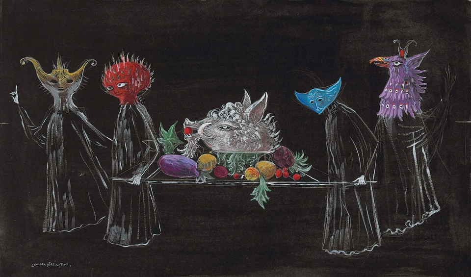 LEONORA CARRINGTON Surrealism Art Poster or Canvas Print "Personajes Llevando" - Image 1 of 1